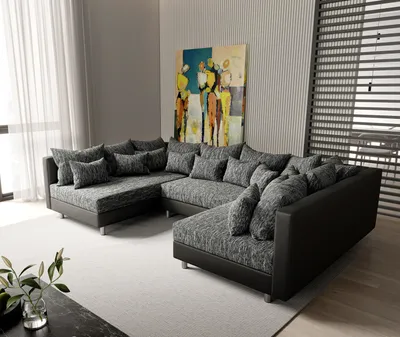 Produktbild von DELIFE Wohnlandschaft Clovis Schwarz Modularsofa Modulsystem