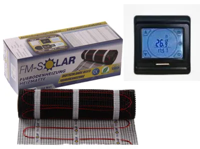 Produktbild von 8m² Elektrische Fußbodenheizung 150W/m² elektro Bodenheizung + Thermostat Touch Digital Schwarz