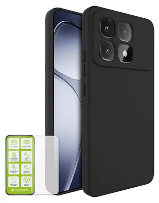 Obrázok produktu pre Silikónové puzdro pre Xiaomi 14T Pro H9 – sklenené puzdro na mobil, čierne