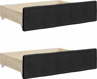 Obrázok produktu pre vidaXL Zásuvky na posteľ 2 ks Čierny drevený materiál a tkanina