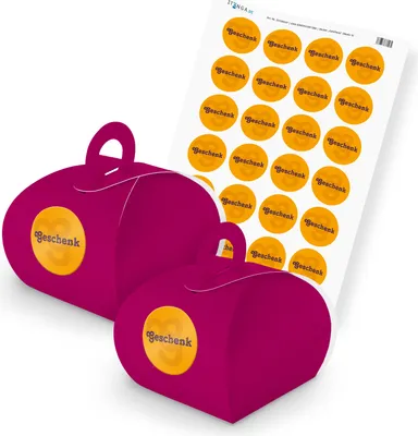 Produktbild von itenga SET Geschenk (Motiv 5) 24x Geschenkschachtel mit Griff pink + Stickerboge