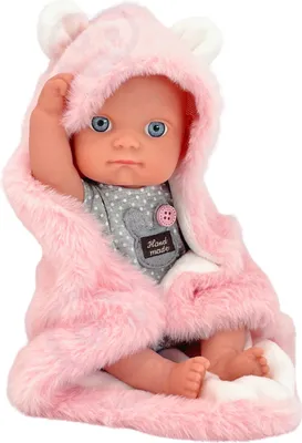 Obrázek produktu pro Panenka Baby Doll 23 cm se zavinovací dekou, šedá/růžová