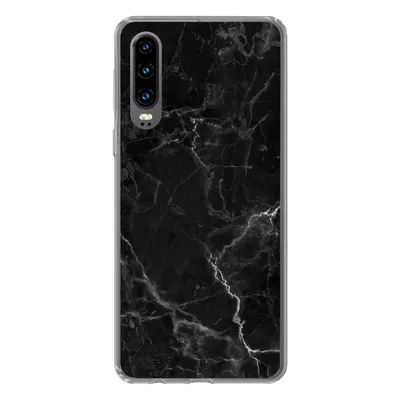 Produktbild von MuchoWow® Handyhülle Schutzhülle Hülle für Huawei P30 Marmor - Schwarz - Weiß - Textur - Marmoroptik Silikon Softcase Handy Hülle - Kartenbesitzer