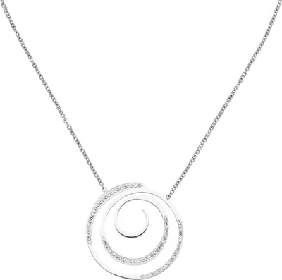 Produktbild von Collier Kette mit Anhänger aus Edelstahl Spirale mit 74 Kristallen 42-46cm