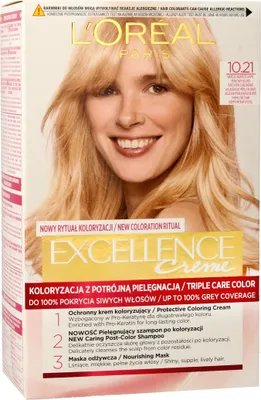 Obrázek produktu pro Barva na vlasy L'Oréal Paris Excellence Crème 10.21 Velmi světlý perleťový blond