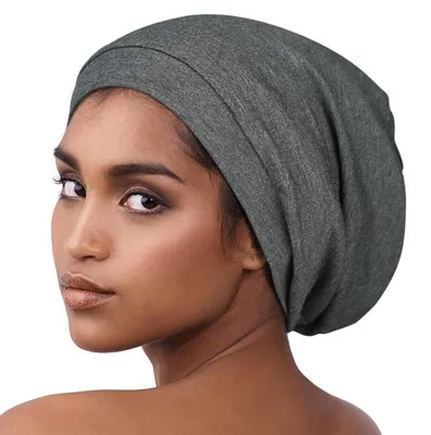 Produktbild von Schlafmütze mit Satinfutter Dunkelgrau für alle Frisuren