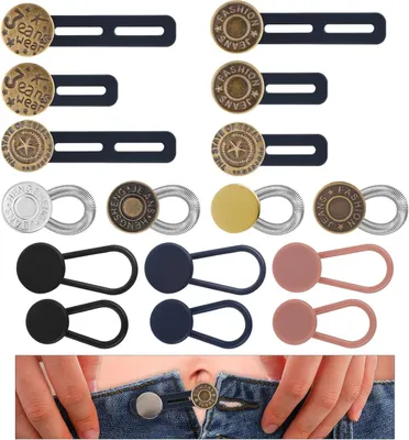 Produktbild von 16 Stück Hosenbunderweiterung Knopf, Hosenknopf Verlängerung hosenbunderweiterung hosenerweiterung schwangerschaft Jeans Knopfverlängerung für Hosen für Herren und Damenhosen Kleider (Stil A) Stil B