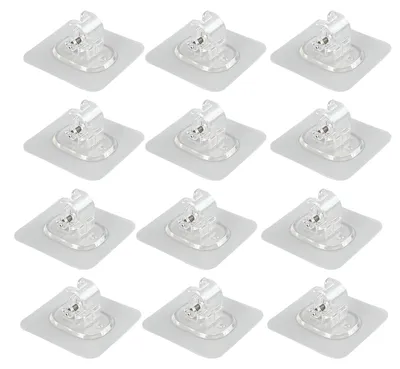 12er Set selbstklebende Gardinenstangenhalter, transparent, ohne Bohren