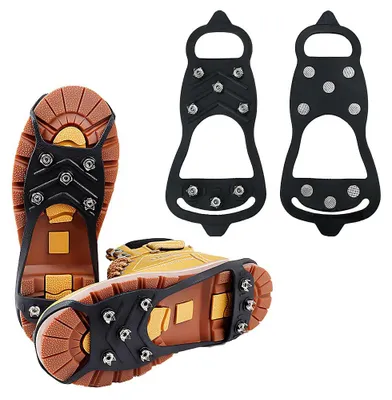 Produktbild von Eisschuh-Spikes 4 Stück, schwarz, für Wandern, Joggen, Klettern