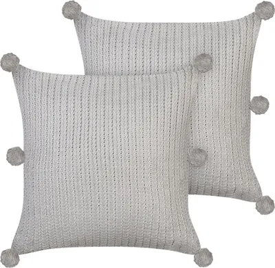 Zdjęcie produktu dla BELIANI Zestaw 2 poduszek szarych bawełnianych kwadraty 45 x 45 cm ściągane poszewki ozdobne akcesoria salon sypialnia