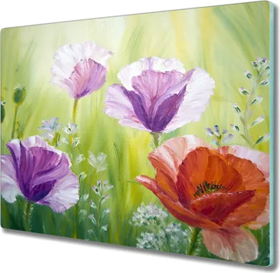 Produktbild von Coloray Küchenbrett Kochplattenabdeckung Hackbrett Schneidebrett Herdabdeckplatte 60x52 cm - Pflanzen Blumen