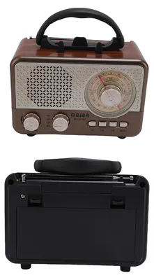 Produktbild von Vintage-Radio, tragbar, wiederaufladbar, im Retro-Design, AM/FM/SW-Radio mit Bluetooth. Unterstützt AUX-, USB- und MP3-Wiedergabe. Ideal als Geschenk für zu Hause