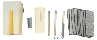 Imagen del producto de Kit de mopa con sistema de fregado, cubo con dos compartimentos, almohadillas de limpieza reutilizables, MULTI