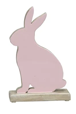 Produktbild von Hase Mangoholz rosa/natur Skulptur Figur Holz Landhaus Ø16x6cm H27cm