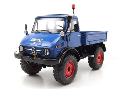 Produktbild von Mercedes Unimog 406 blau Modellauto 1:18 Schuco