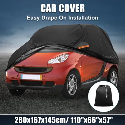 Image de Housse de voiture pour Smart Fortwo 2007-2023 en Oxford 210D-PU, toutes saisons, impermšŠable, coupe-vent, avec fermeture šŠclair c?tšŠ conducteur, noir