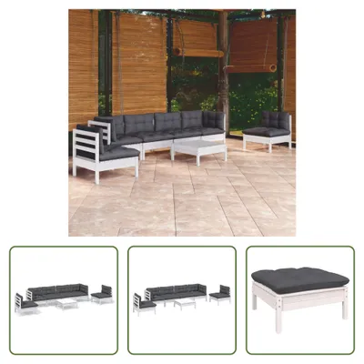 Produktbild von The Living Store 7-tlg. Garten-Lounge-Set mit Kissen Kiefer Massivholz