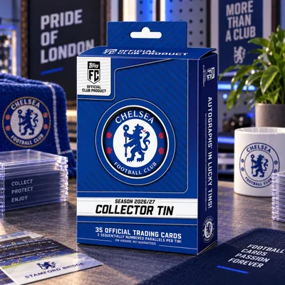 Immagine prodotto di Scatola da collezione Topps FC Chelsea, edizione 2026-2027, Immagine generata dall'IA