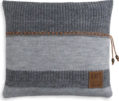 Produktbild von Knit Factory Roxx Kissen - Grau/Anthrazit - 50x50 cm