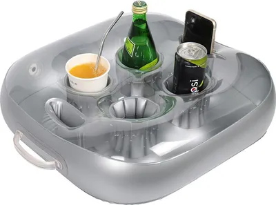 Produktbild von Schwimmender Getränkehalter mit 4 Fächern für Pool, Flaschen, Snacks & Handy