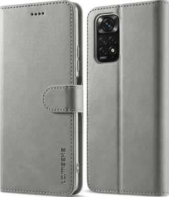 Produktbild von Xiaomi Redmi Note 11S/Note 11 4G Hülle, Klapphüllen Brieftasche Leder Magnetverschluss Ständer Schutzhülle für Redmi Note 11S Grau