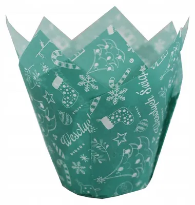 Produktbild von Papilart Tulpen-Muffin-Förmchen Grün Weihnachtlich