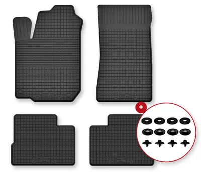 Image de Tapis de sol en caoutchouc pour Renault Twingo II 2007-2014 (hayon) – 4 pièces, noirs, semi-universel, adapté