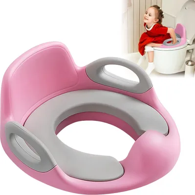 Produktbild von VA-Cerulean Töpfchentrainer Toilettensitz WC-Sitz Kinder Toilettentrainer Töpfchen Training Sitze Anti-Rutsch PolyurethanGepolstert Kissen mit Griff und Spritzschutz, Rosa