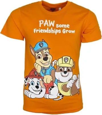 Produktbild von Paw Patrol Chase Rubble Kinder Jungen kurzarm T-Shirt Shirt – Orange / 92