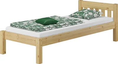 Produktbild von Einzelbett Massivholz Kiefer natur 90x200 Futon Bettrahmen Singlebett Zubehör wählbar V-60.38-09ohne Zubehör