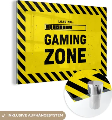 Produktbild von MuchoWow Glasbilder - Bilder auf Wandbild - Foto auf Glas Spiele - Zitate - Controller - Spielzone - Spiel 120x80 cm Wanddekoration aus Glas - Acrylglasbild - Acrylbilder - Abbildung