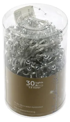 Produktbild von LED Lichterkette mit Perlen silber  warm weiß 1,80m
