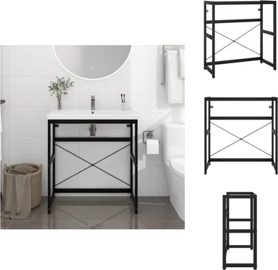 Zdjęcie produktu dla vidaXL Stelaż do umywalki czarny 79x38x83 cm żelazny - Umywalki łazienkowe