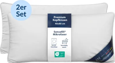 Produktbild von DormiGood | Premium Mikrofaserkissen | 2er Set 40x80 cm | Kissen aus 100% atmungsaktiver Microfaser | 40x80 | Kopfkissen Doppelpack | Allergiker geeignet