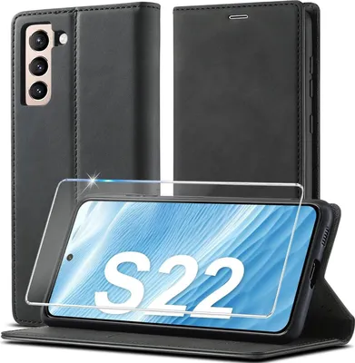 Obrázek produktu pro Samsung Galaxy S22 Cover Kožené peněženkové pouzdro Black Magnetic