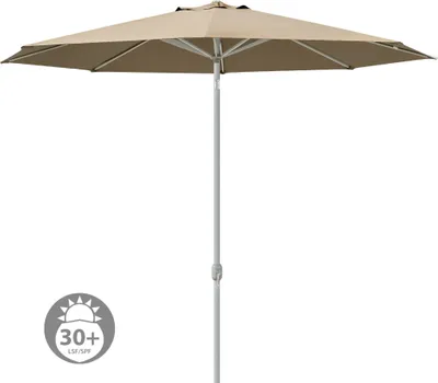 Produktbild von Sonnenschirm 3,5m rund creme Garten Balkon knickbar mit Kurbel UV-Schutz Gestell silber paramondo interpara