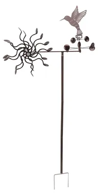 Image de Éolienne Colibri en métal, ornement de jardin durable pour l'extérieur