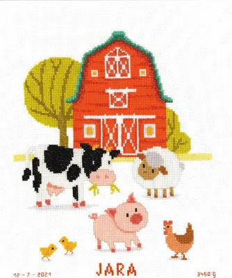 Obrázek produktu pro Vervaco cross stitch set "Na farmě", počítaný vzor, 24x29cm