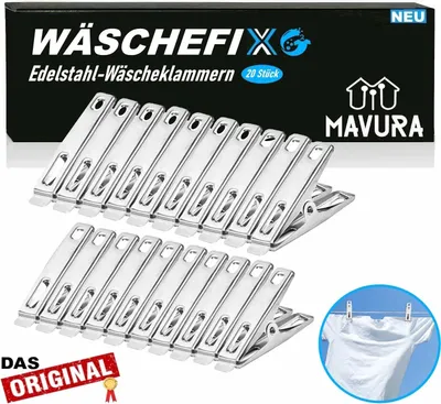 Produktbild von WÄSCHEFIX Edelstahl Wäscheklammern Set Edelstahlklammern Handtuchklemmen Wäsche