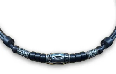 Produktbild von HANA LIMA | Surferkette Edelstahl Perlenkette Kette Leder Halskette Herren Damen Schmuck