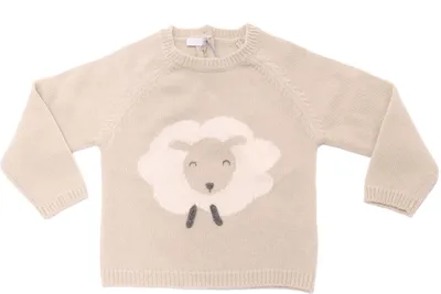 Productafbeelding van 0604AD jongens trui BOY IL GUFO, wollen trui, beige, voor kinderen