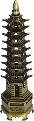 Zdjęcie produktu dla Dekoracyjna figurka wieży Wenchang, 25 cm stopu, unikalny styl retro, do domu i biura