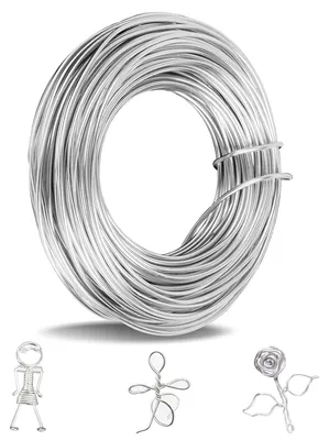 Imagen del producto de Alambre para manualidades - 2 mm - 30 metros - Aluminio flexible - Color plateado - Para joyería