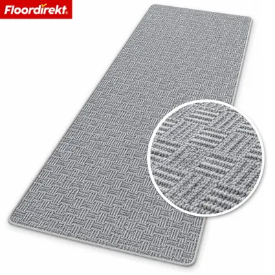 Obrázek produktu pro Kobercová běhounka Floordirekt Monaco, odolná chodbová běhounka, kuchyňská běhounka s lemováním, snadno udržovatelná běhounka, šedá, 80 x 400 cm