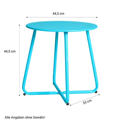 Produktbild von Homestyle4u Beistelltisch Gartentisch Blau Metall Tisch Ablage Indoor Outdoor