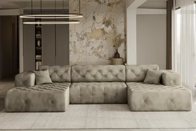 Produktbild von Kaiser Möbel Freistehendes Ecksofa LUX, stark gesteppte U-Form, weicher,Stoff Whisper Creme