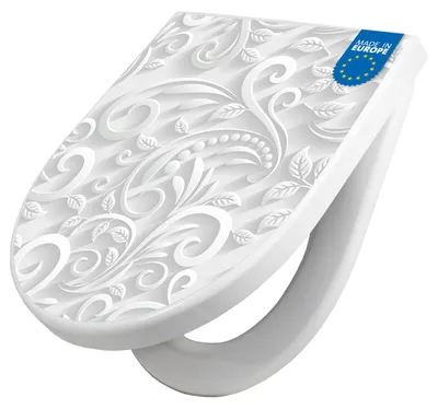 Produktbild von WC Sitz mit Absenkautomatik D Form Motiv White Swirl [TDW3 12946]