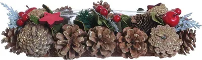 Obrázek produktu pro Vánoční svícen na čajovou svíčku od Naturn Christmas | 13 x 9 x 30 cm | Vánoční svícen na čajovou svíčku | Vánoční dekorace | Červený