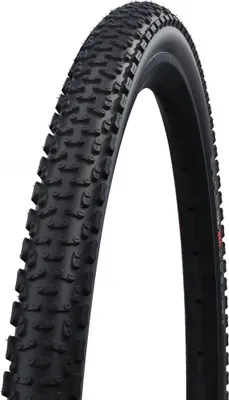 A close-up studio shot of a bicycle tire.
