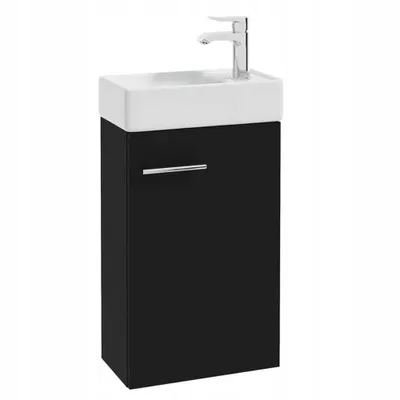 Image de Stamar | Armoire de salle de bain, avec lavabo, 40 cm, noir laqué